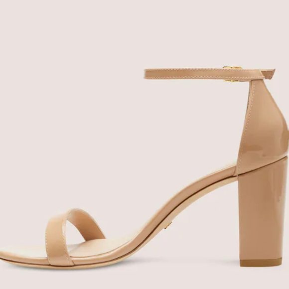 Stuart Weitzman NEARLYNUDE Patent Leather Block Heel Size 7.5 - Picture 2 of 15